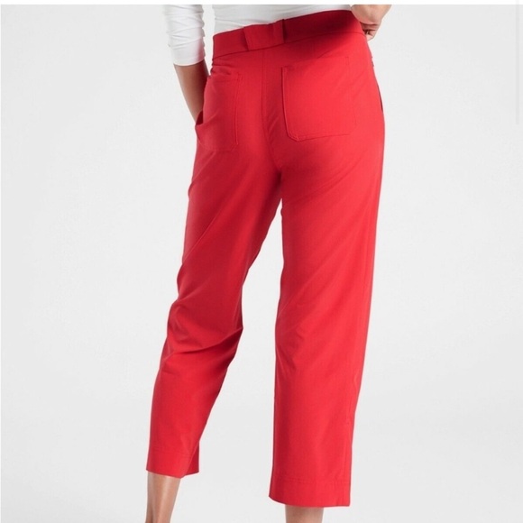 Athleta Tribeca Utility Crop Pants Hibiscus Red Size 16 - Picture 2 of 14